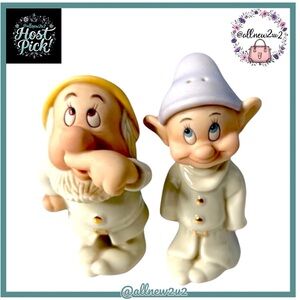 Disney Lenox Sneezy & Dopey Seven Dwarfs Salt & Pepper Shakers Host Pick Collect